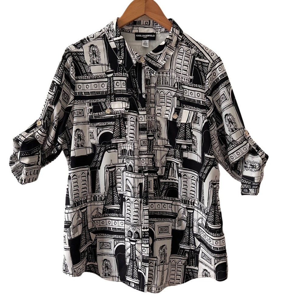 Karl Lagerfeld Monochrome Graphic Blouse